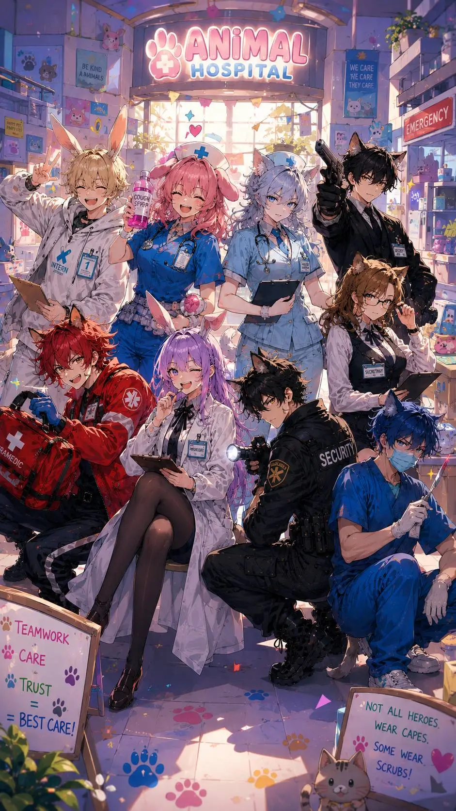 ai character: Hospital d Animais background