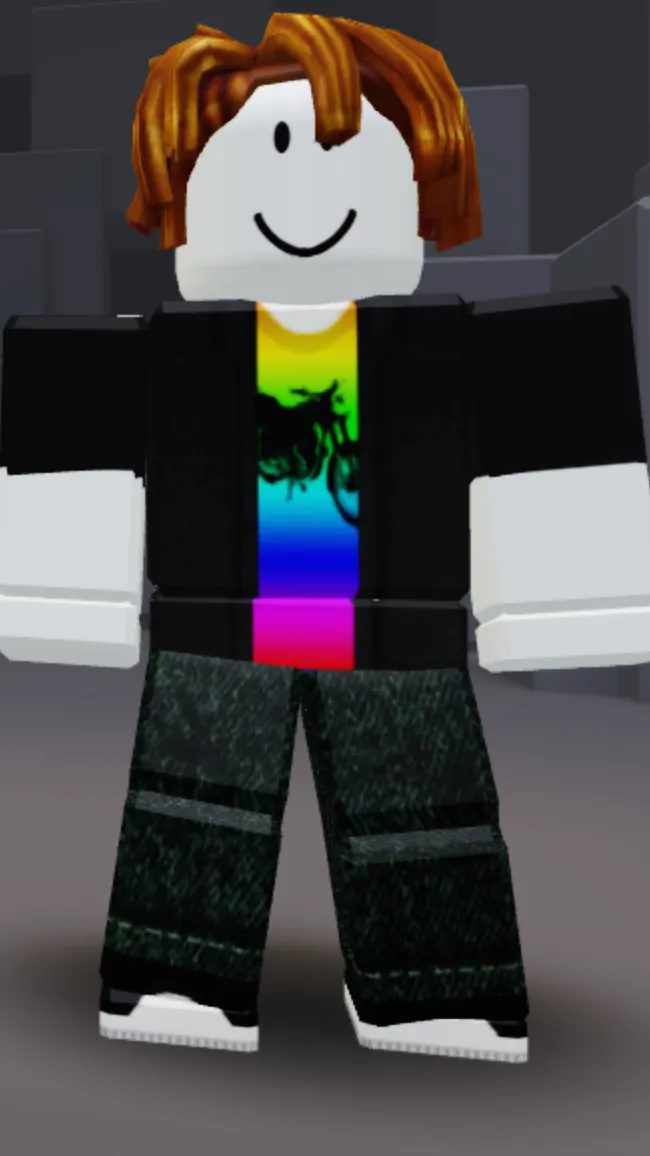 ai character: Bacon hair, rainbo background