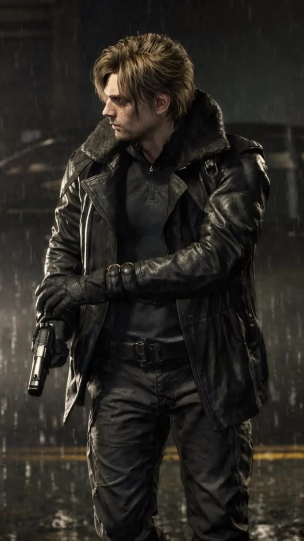 ai character: Leon Kennedy  background
