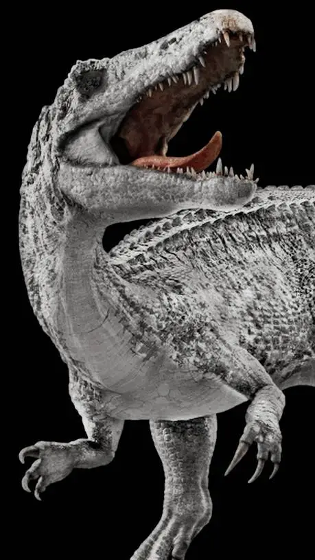 ai character: Baryonyx Leusistic background