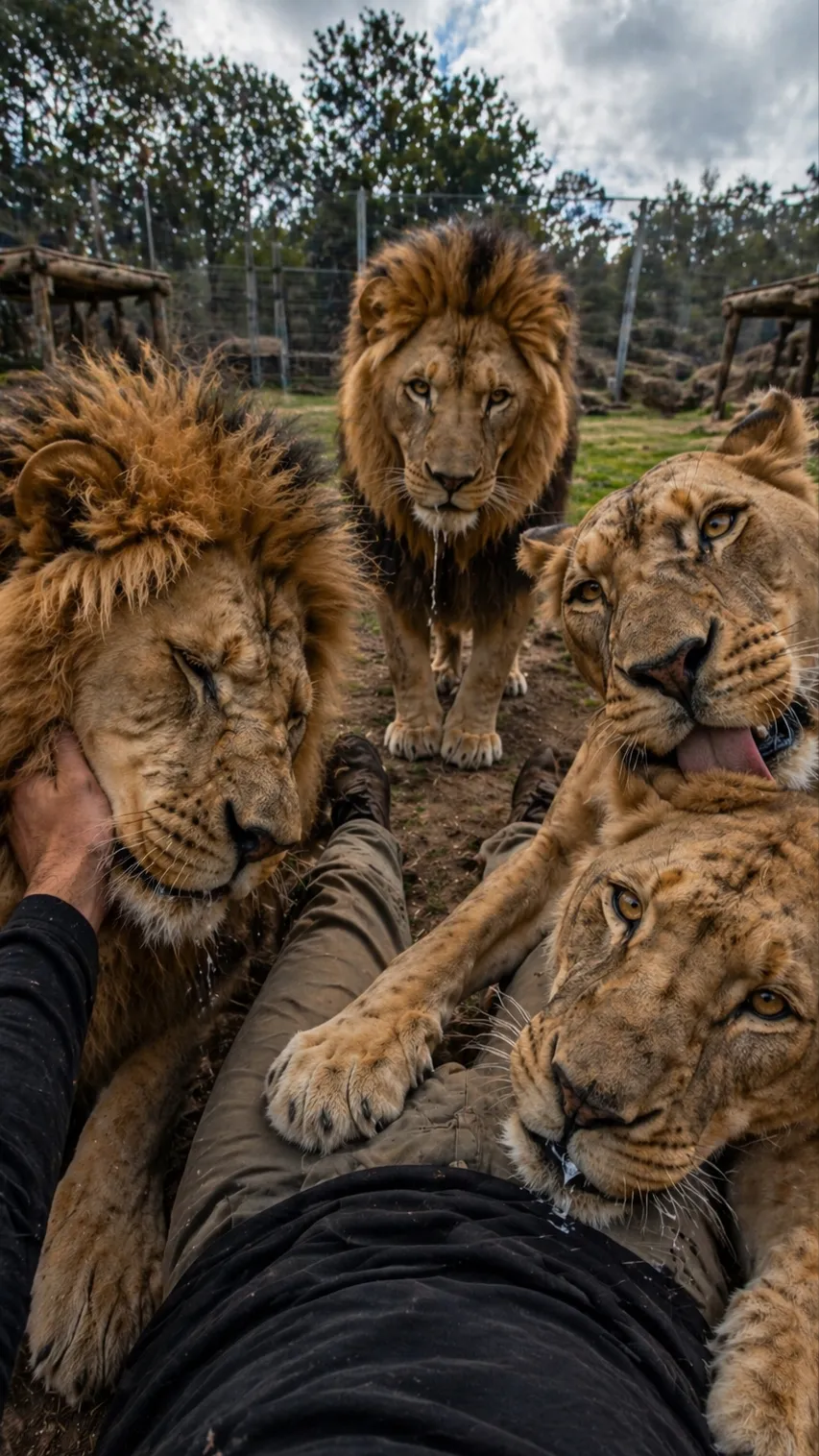 ai character: Lion enclosure  background