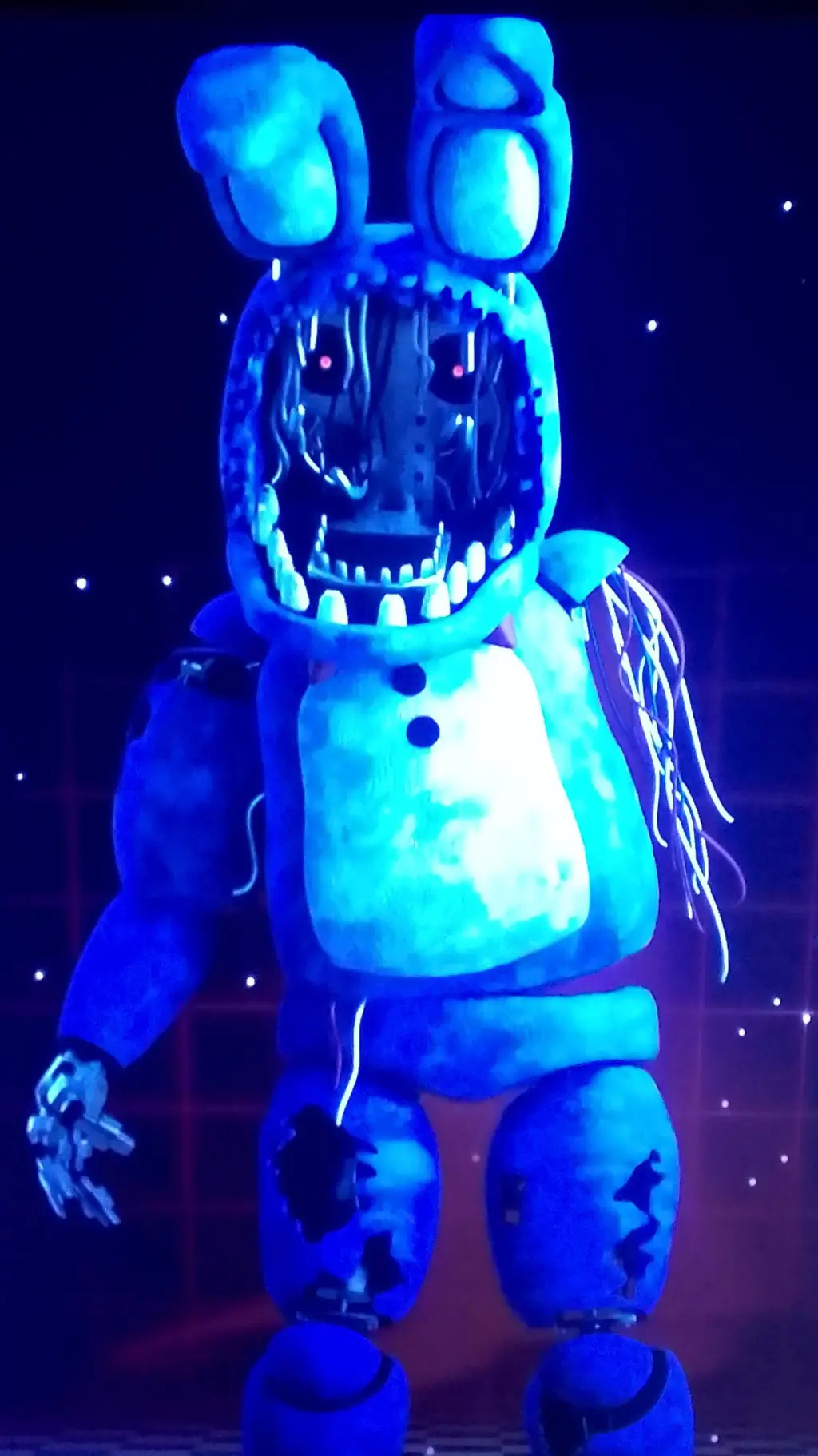 ai character: Withered Bonnie  background