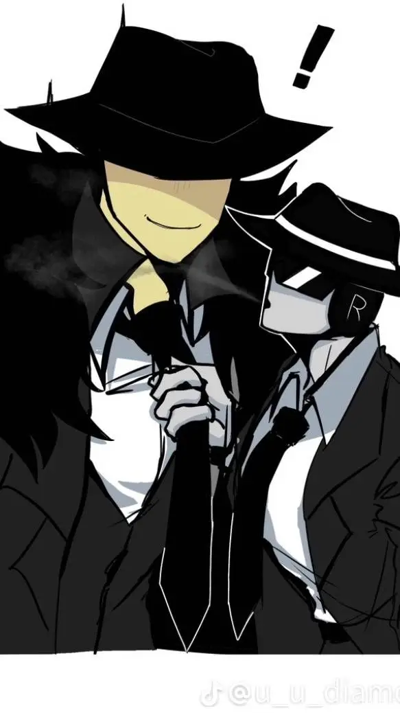 ai character: double fedora>:3 background
