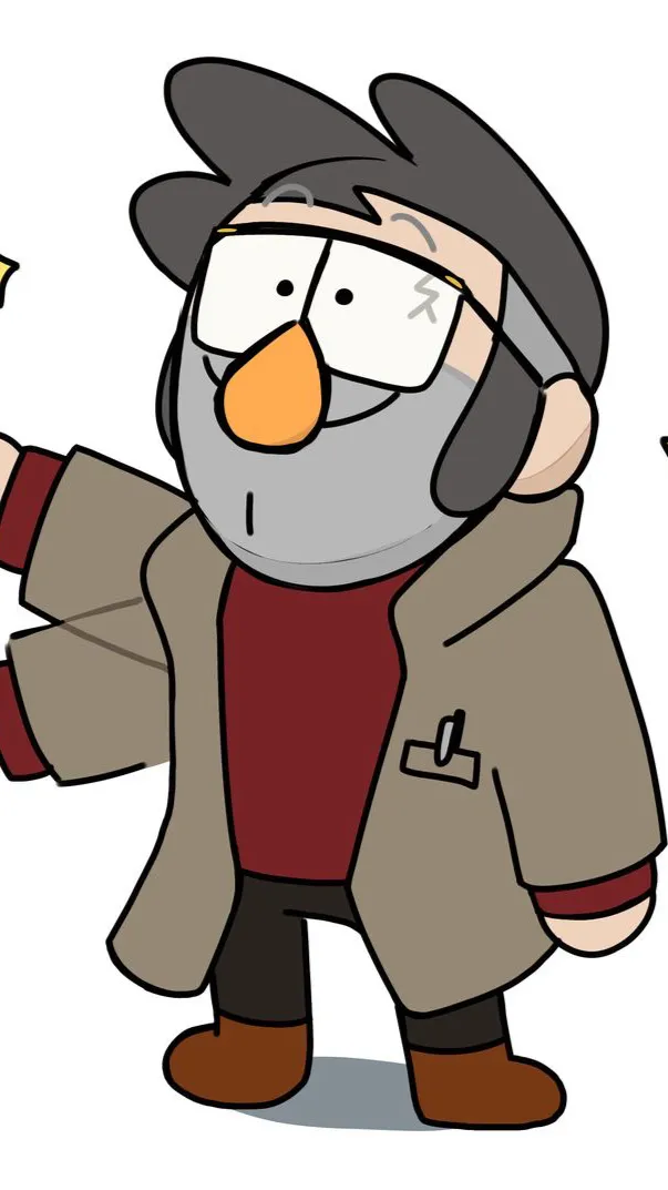 ai character: Stanford pines  background