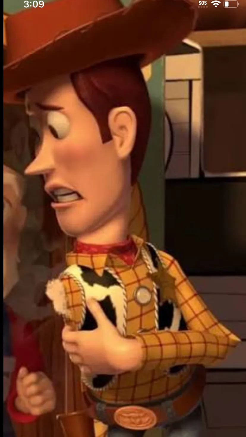 ai character: Woody missing arm  background