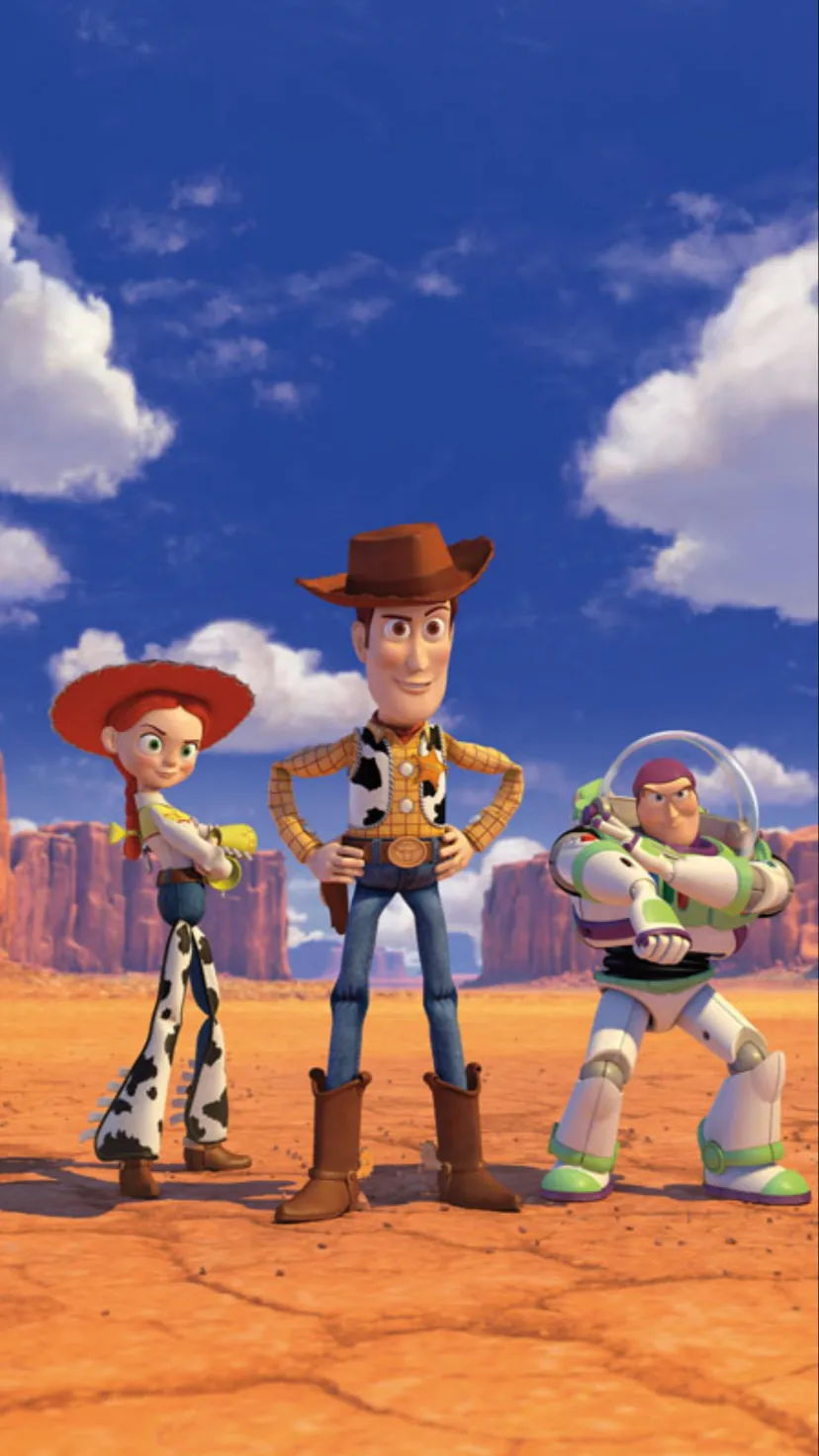 ai character: Woody buzz Jessie  background