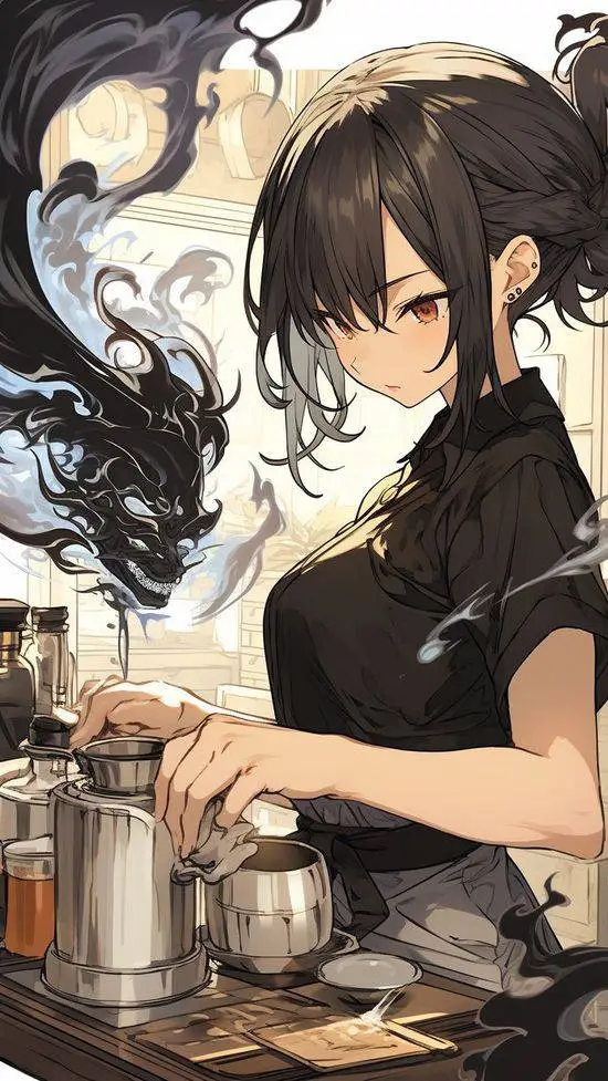 ai character: Кафе background