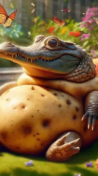 ai character: crocodilo potatino background