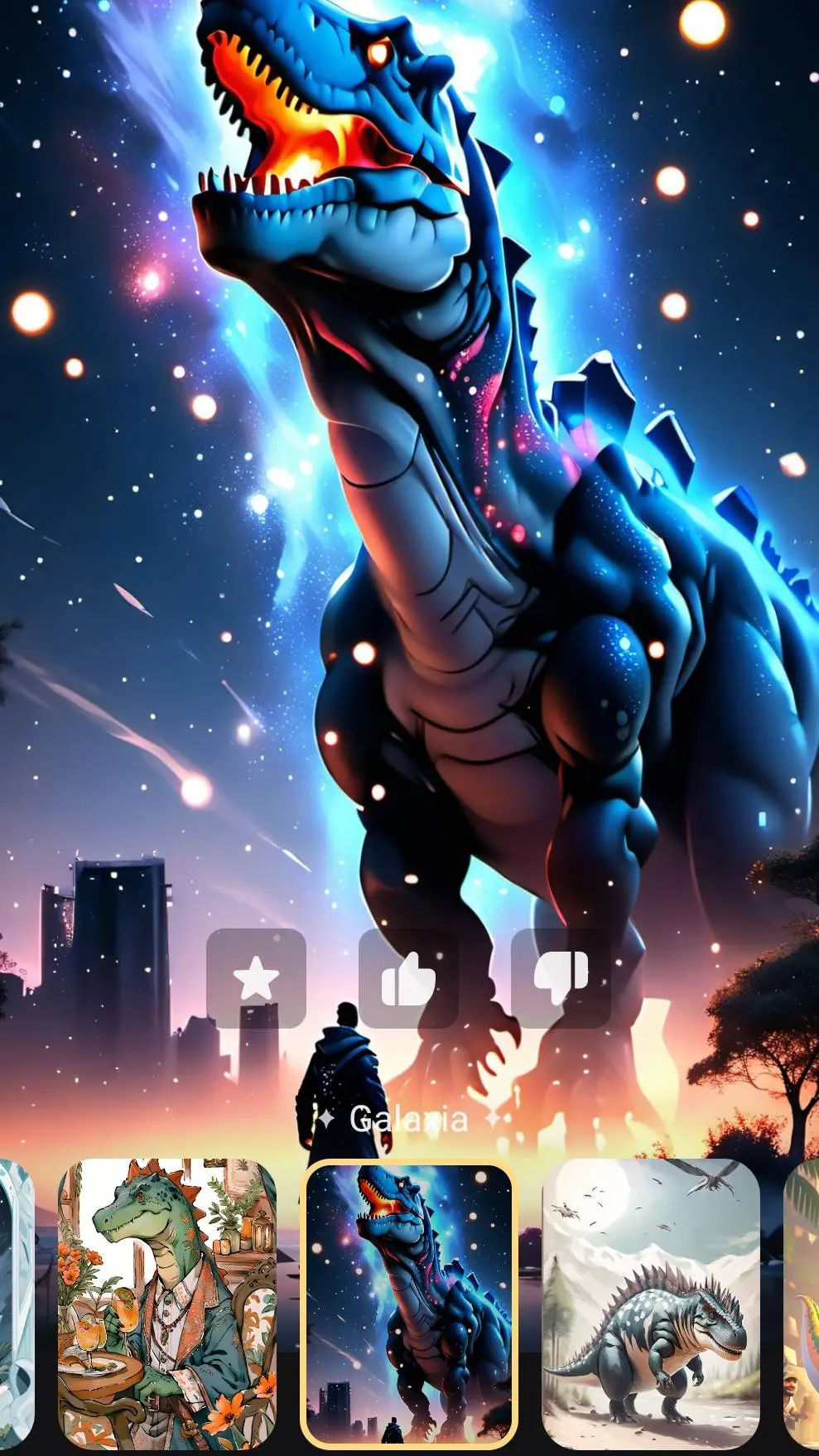 ai character: dinosaurio mágico background
