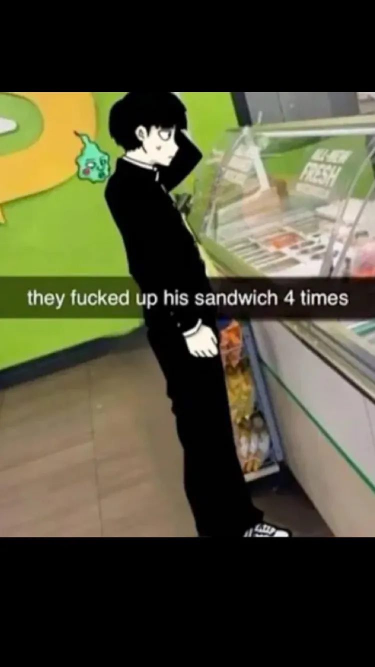 ai character: MP100: sandwich💀 background