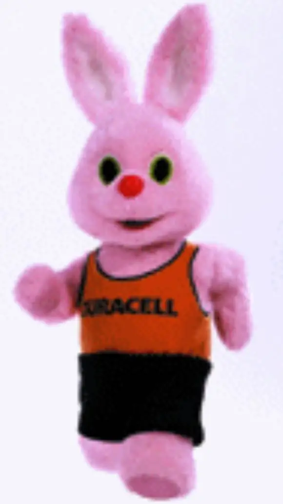 ai character: duracell bunny  background