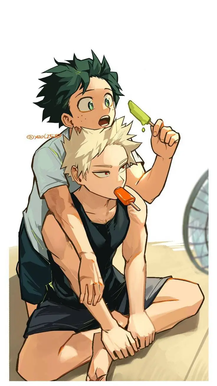 ai character: Bakudeku 🧡💚 background