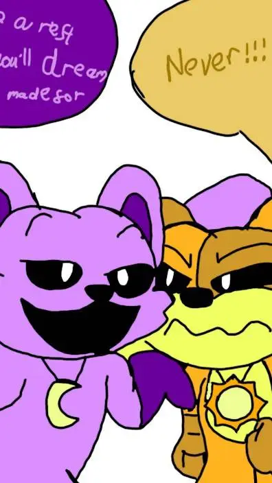 ai character: Dogday and catnap background