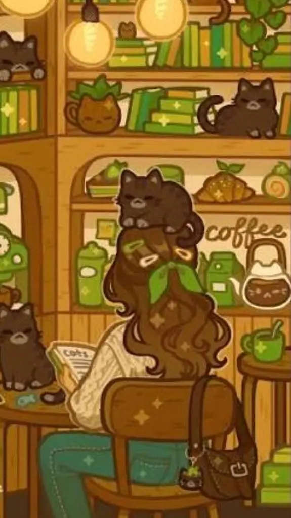ai character: Cat Cafe background