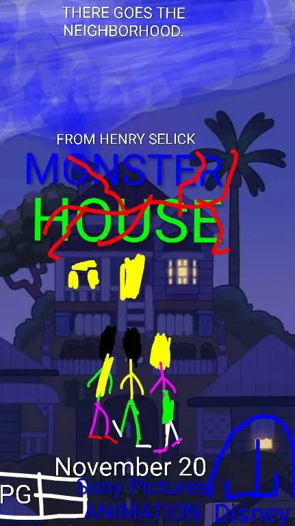 ai character: MONSTER HOUSE background