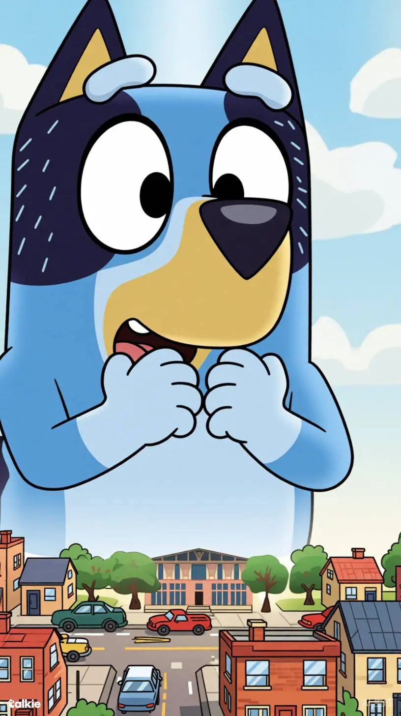 ai character: Giant Bluey background