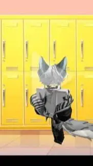 ai character: wolf boy at school background