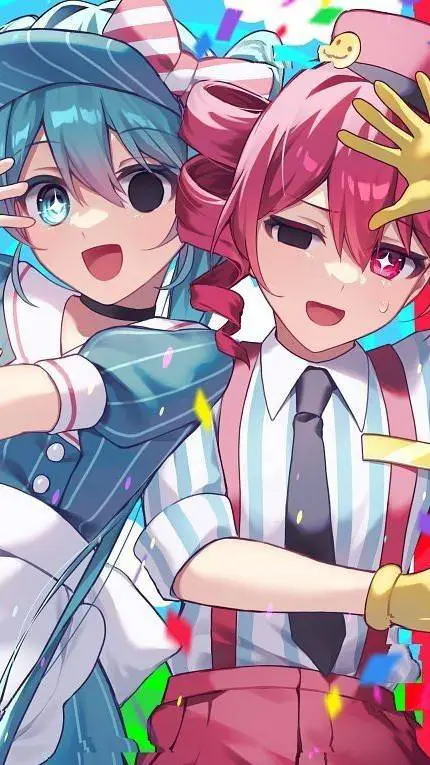 ai character: Miku et Teto background