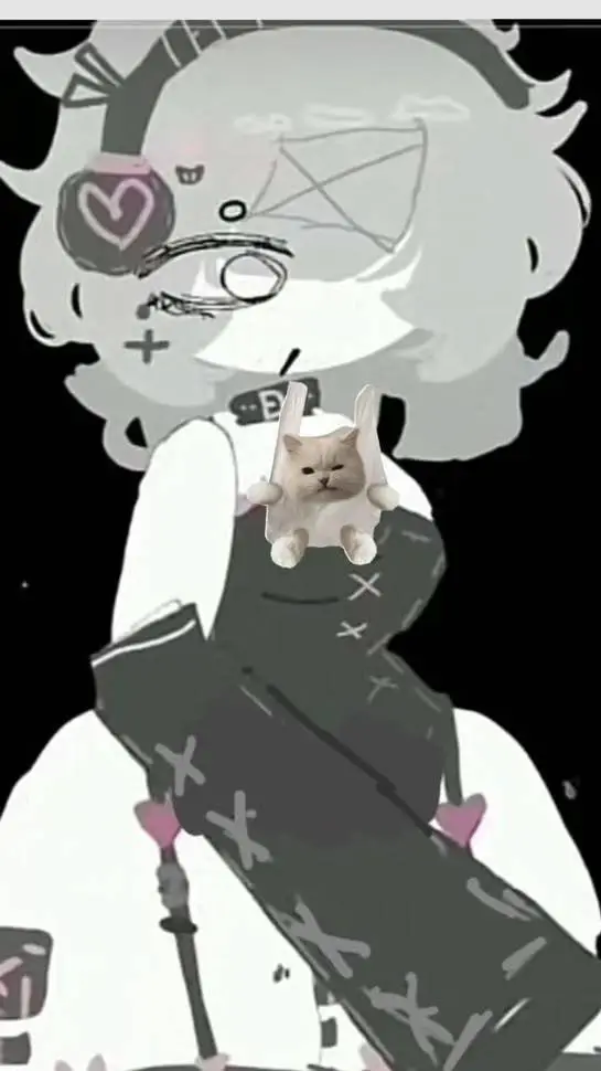 ai character: Emojicat hear gf background