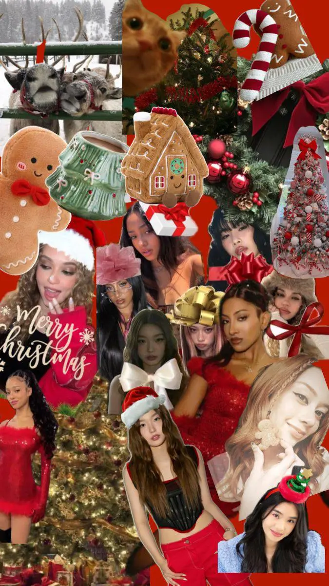ai character: Katseye Christmas background