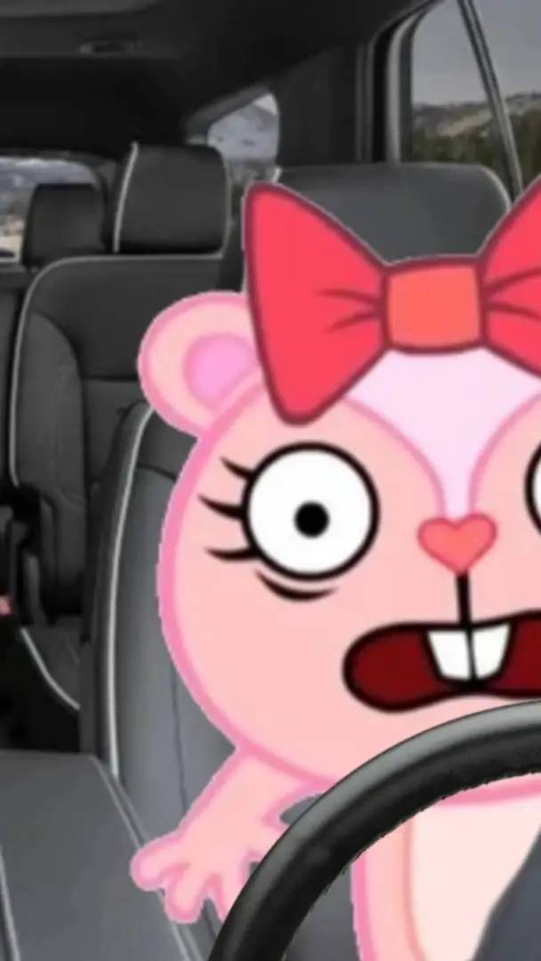 ai character: Giggles in the car background