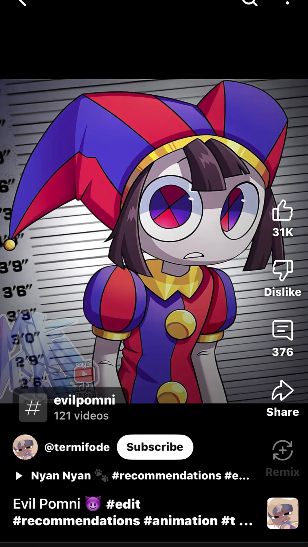 ai character: Pomni  background