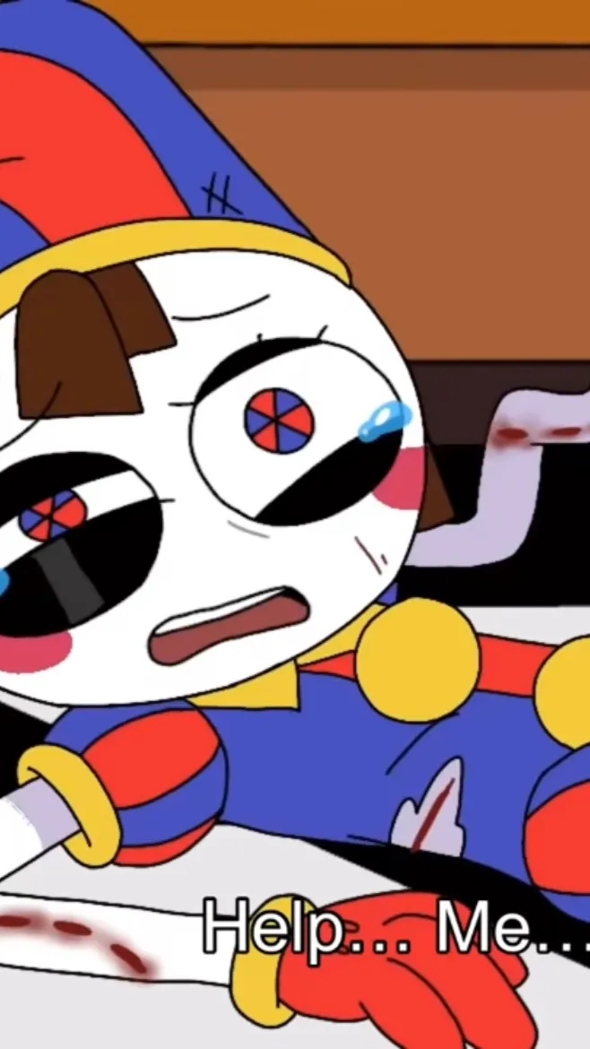 ai character: Pomni hurt badly background