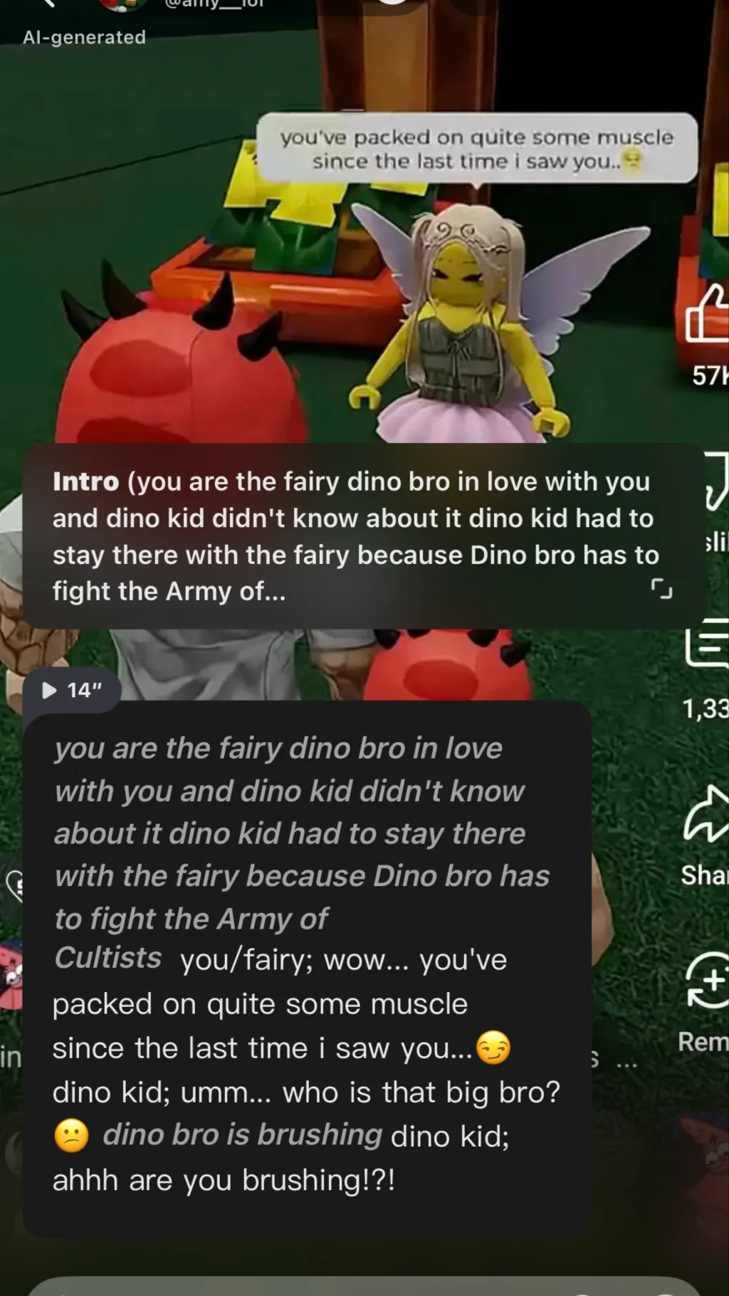 ai character: Dino bro x fairy￼ background