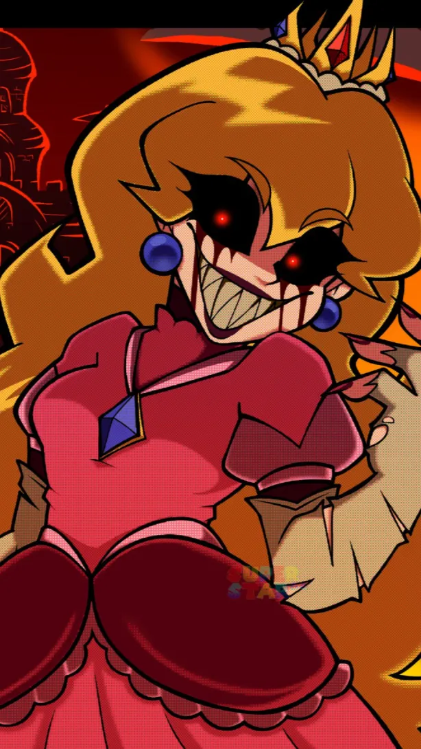 ai character: Horror Peach  background