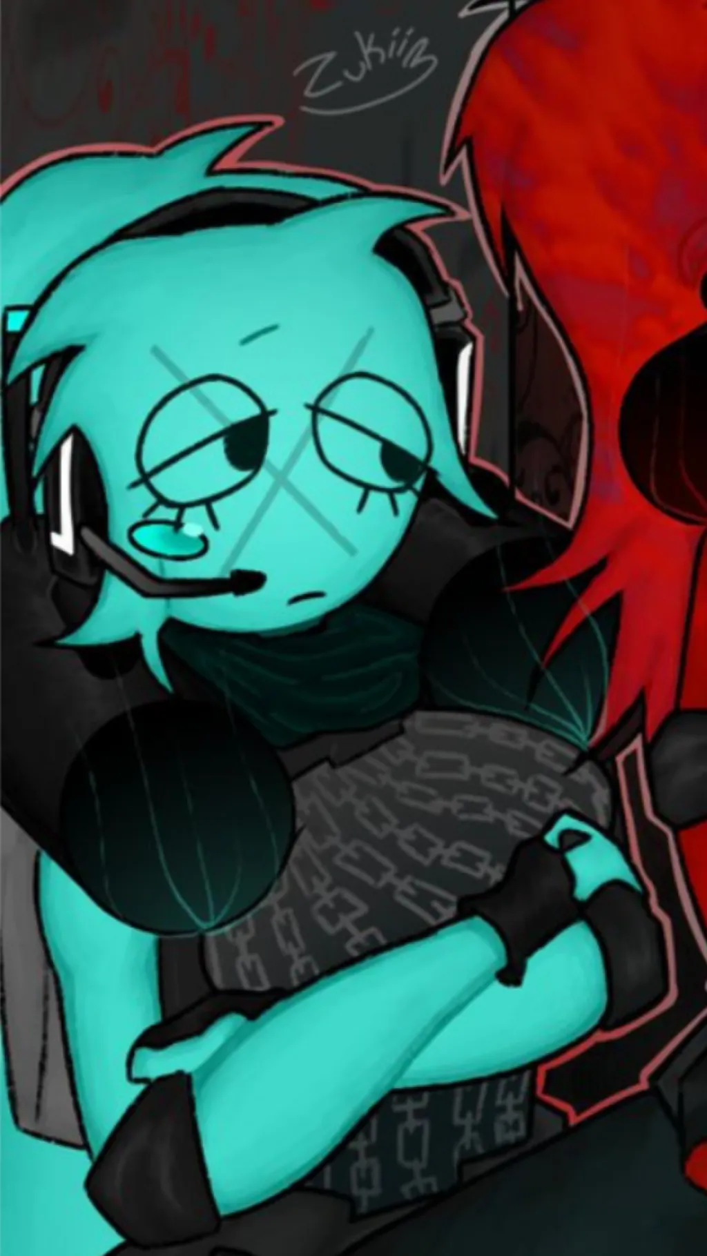 ai character: Killdroid blue ￼ background