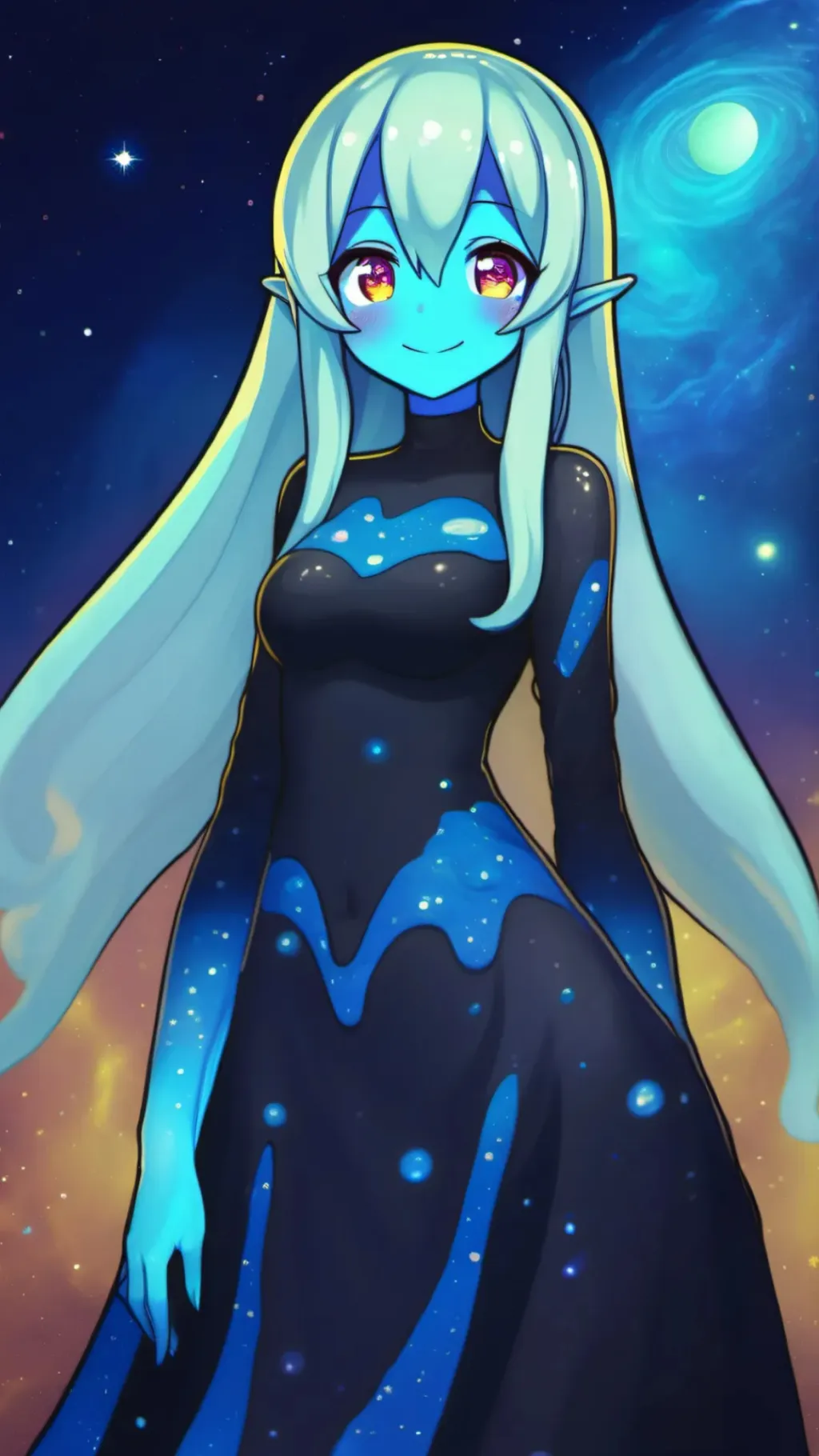 ai character: Galaxy girl ￼ background