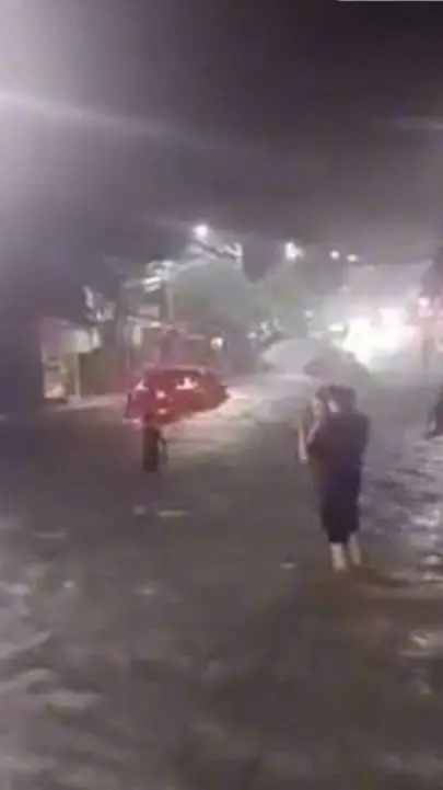 ai character: SUV falls in river background