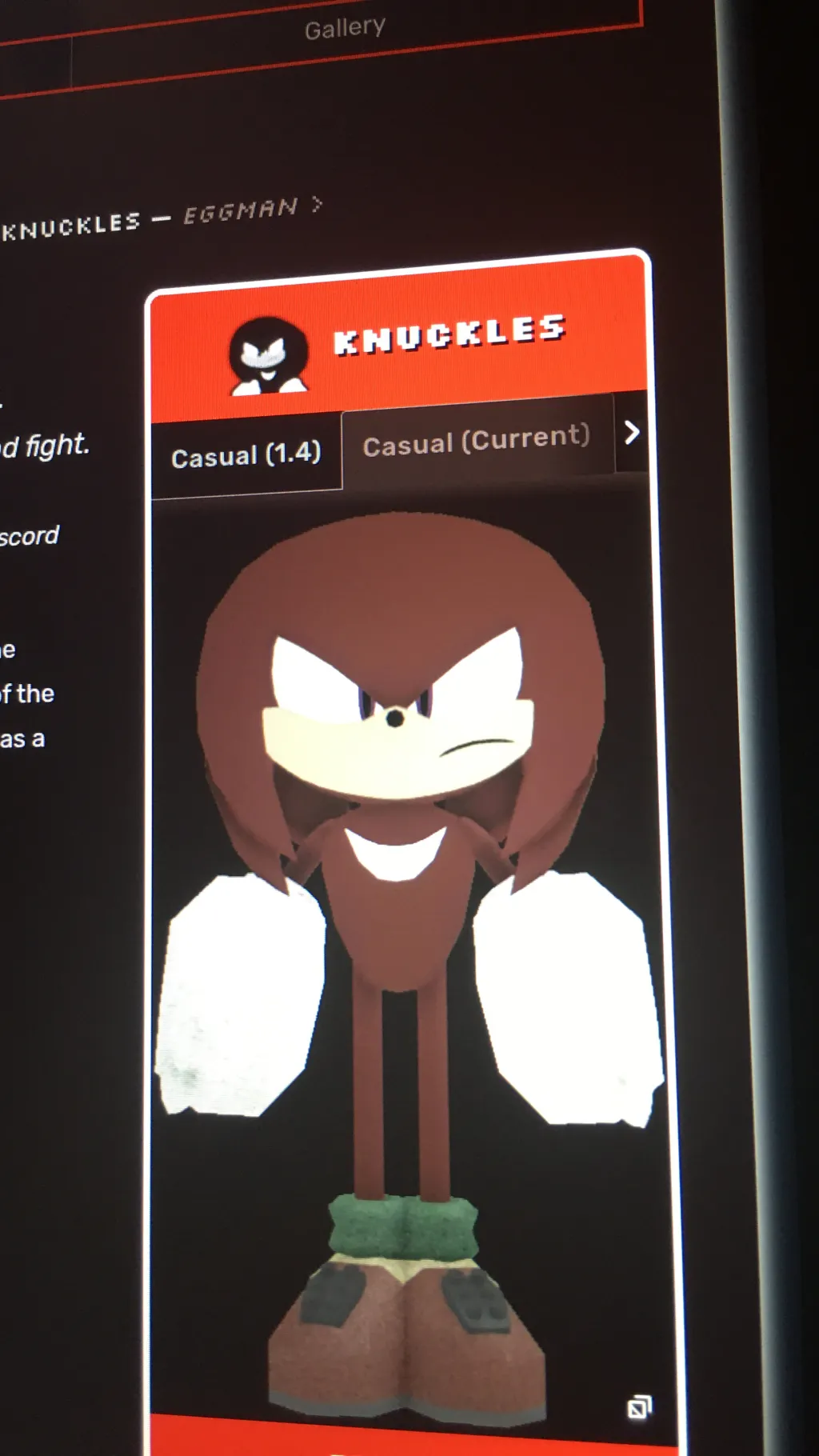 ai character: Knuckles  background