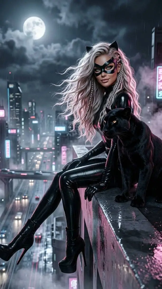 ai character: Lady Cat  background