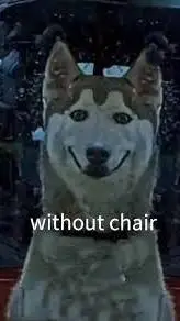 ai character: Smiling husky..... background