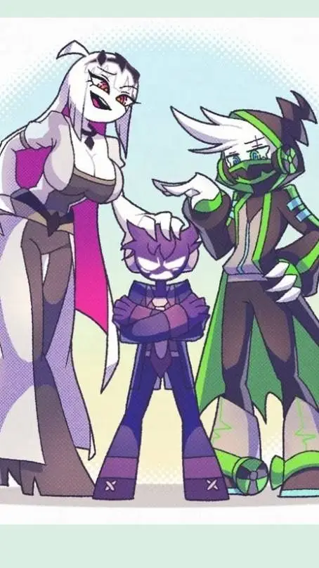 ai character: Sarv🤍,Void💜,Radi 💚 background
