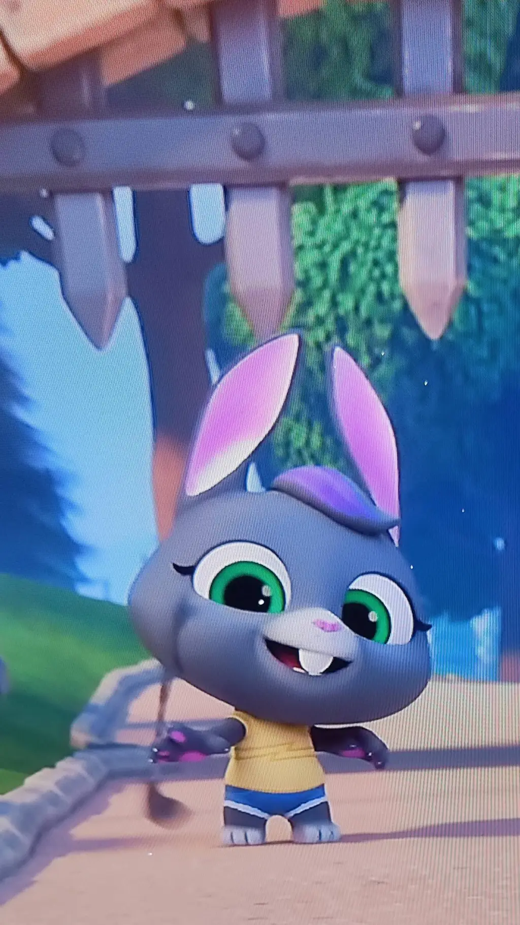 ai character: Becca rabbit new  background