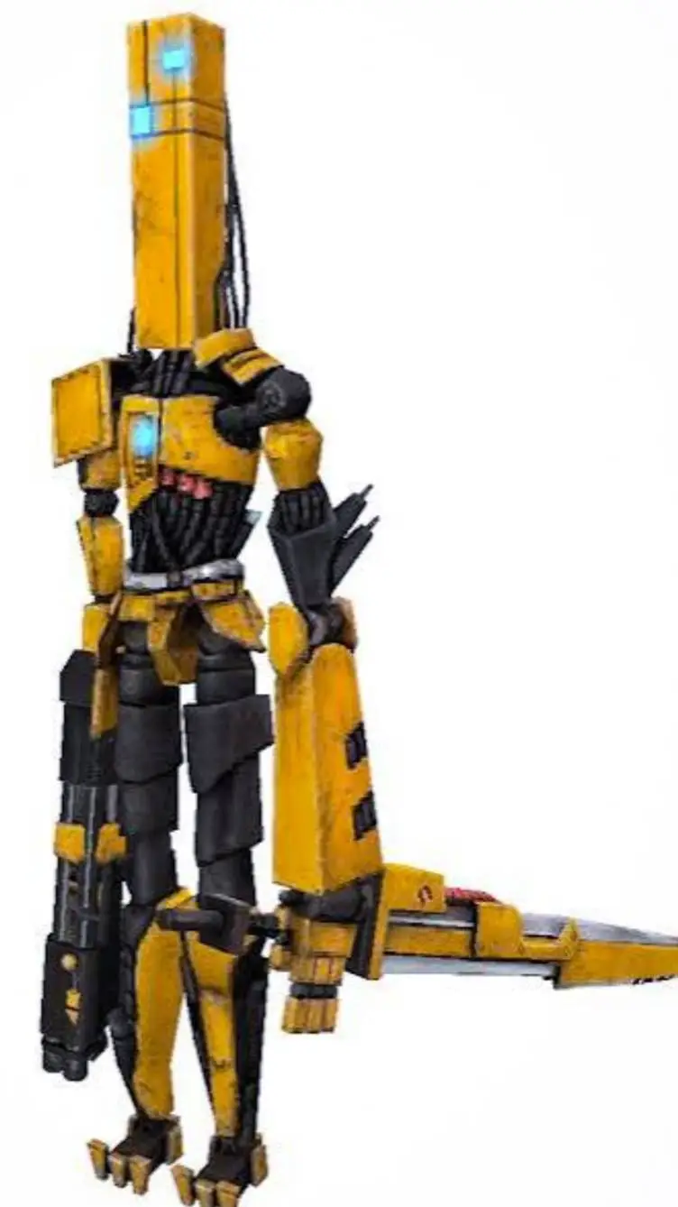 ai character: robot swordsman background
