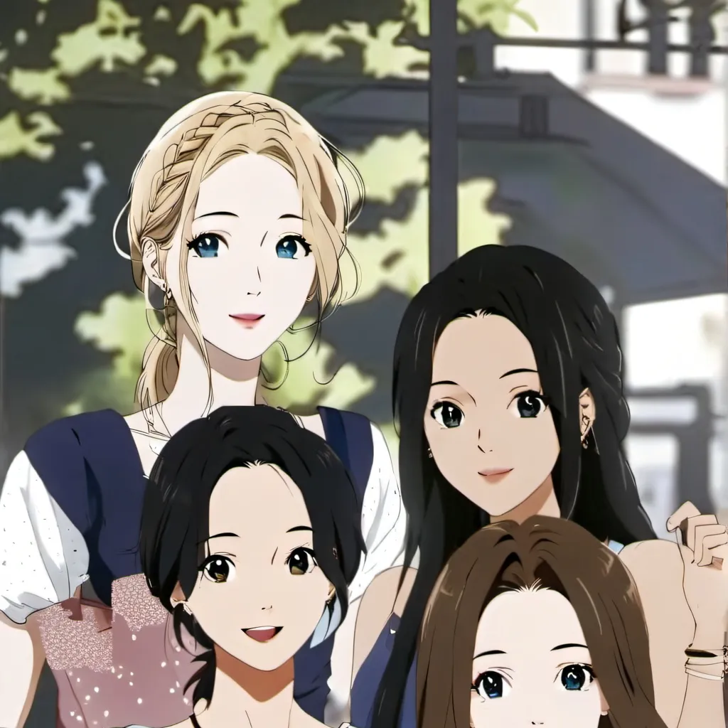 chat with ai character: stanza con 4 girls