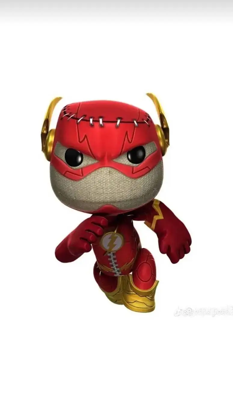 ai character: Sackboy but flash background
