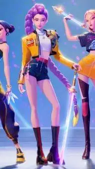 ai character: k-pop game and hun background