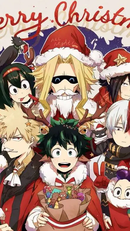 ai character: MHA Christmas background