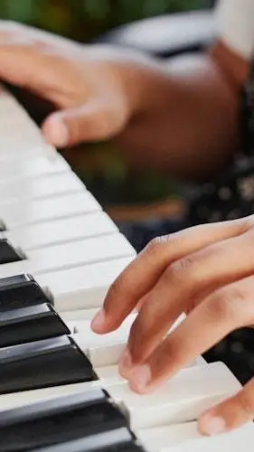 ai character: playing the piano  background