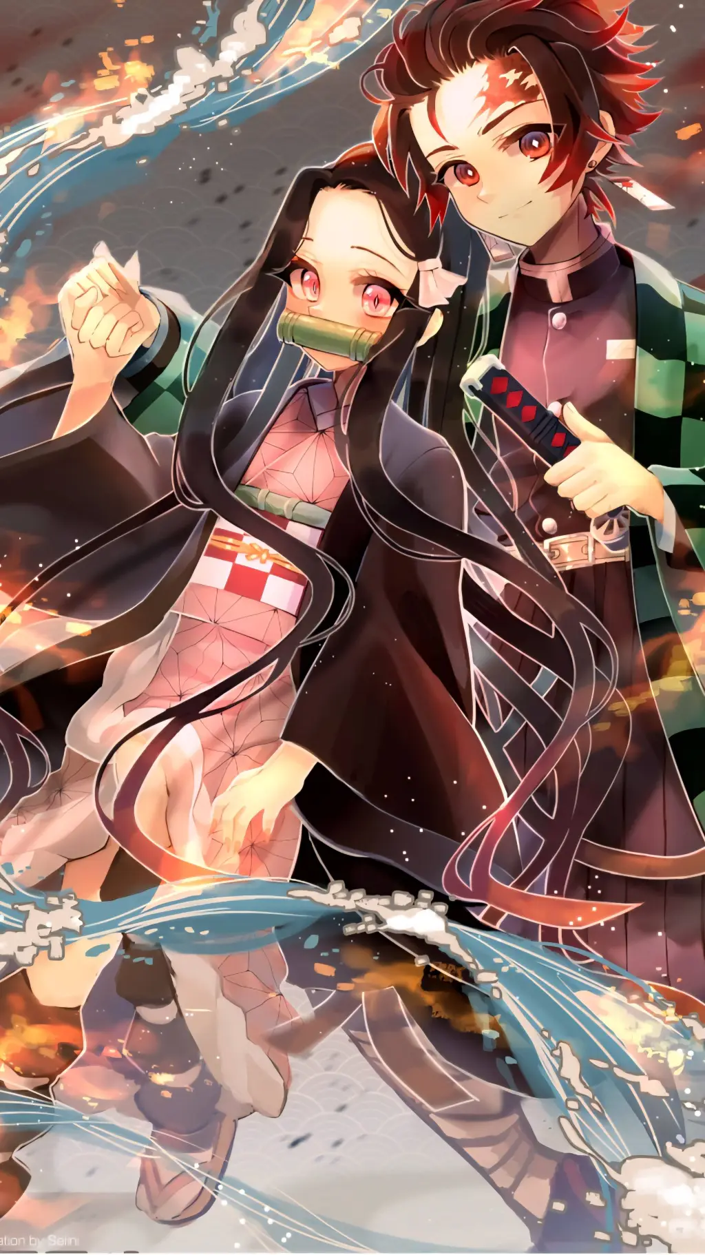 ai character: nezuko x tanjiro background
