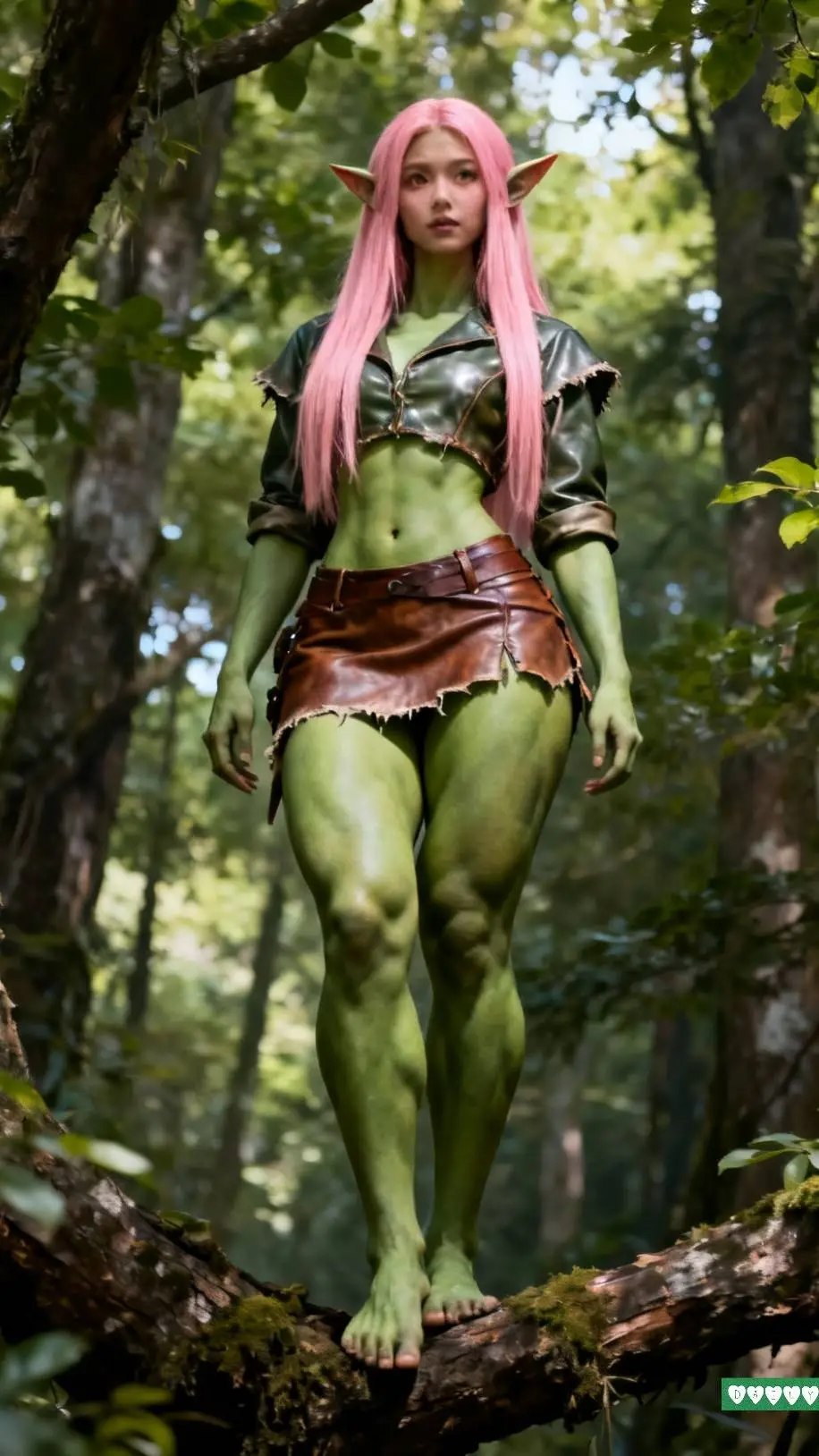 ai character: Ninfa da floresta background