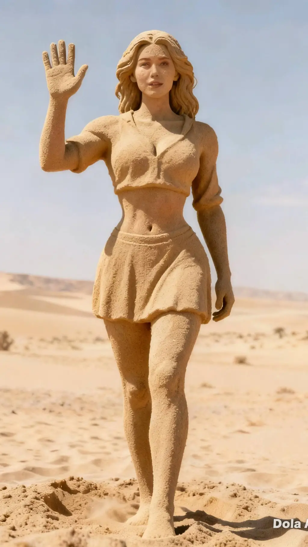 ai character: Mulher de areia background