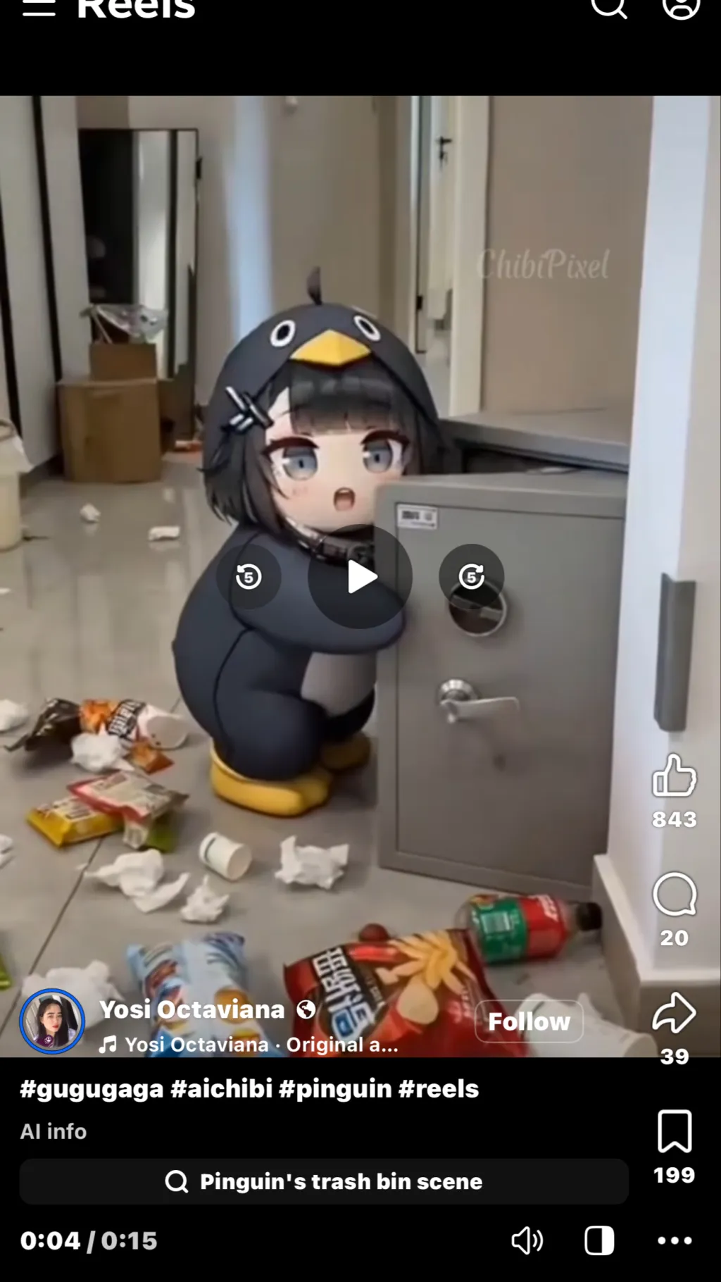 ai character: Cute penguin  background