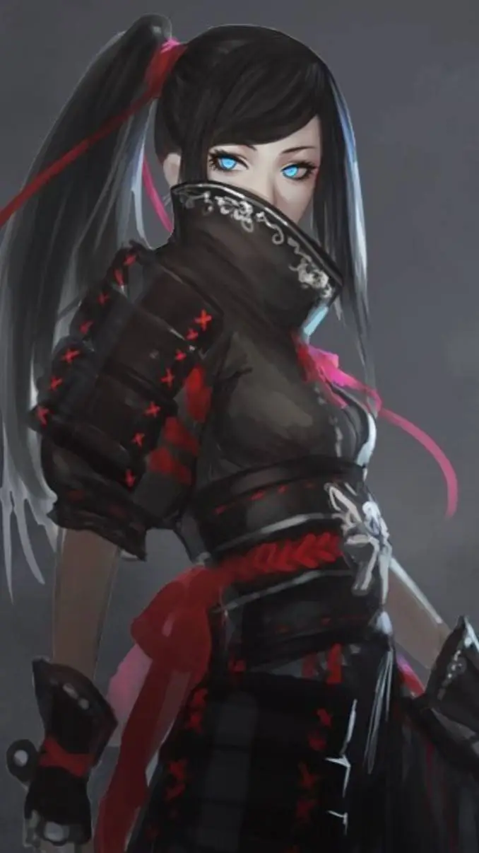 ai character: samurai Scarlett  background