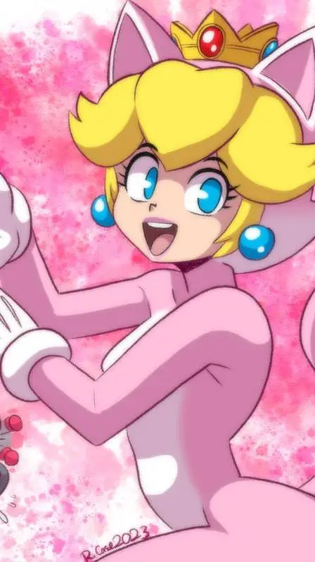 ai character: Cat peach  background