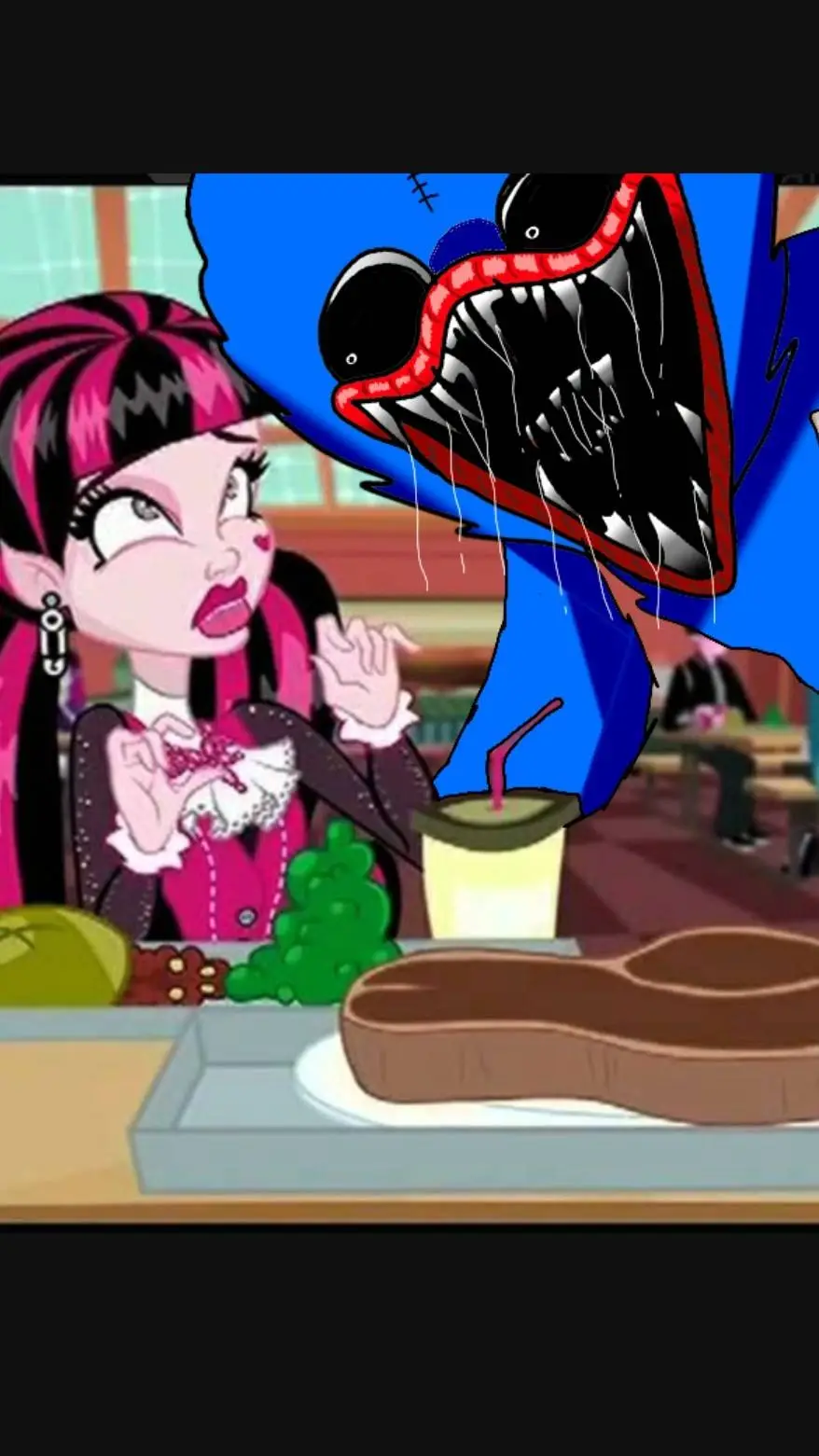 ai character: Draculaura & huggy background